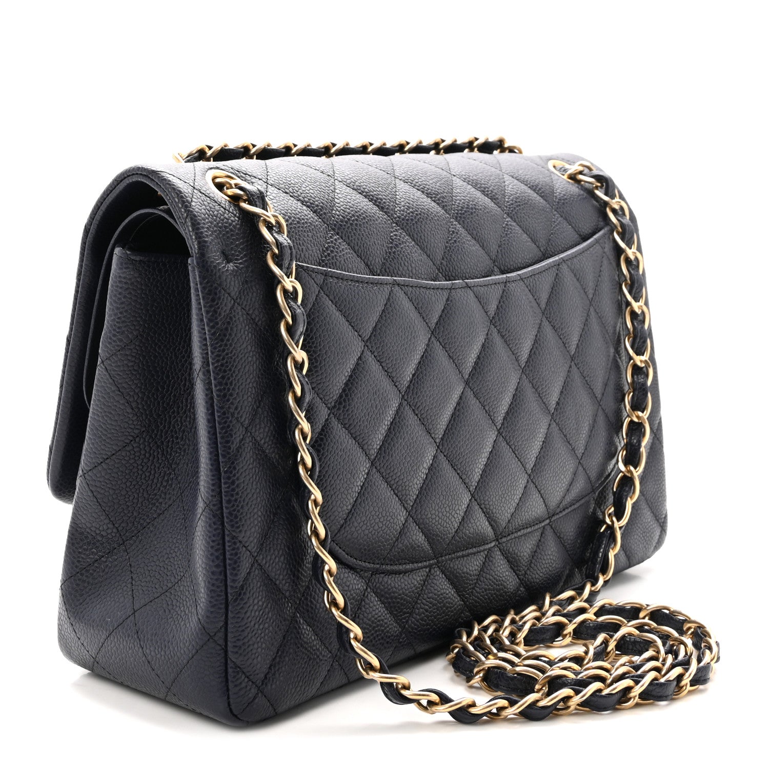 Chanel Caviar Quilted Jumbo Double Flap Navy Blue 3 of 10