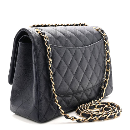 Chanel Caviar Quilted Jumbo Double Flap Navy Blue 3 of 10