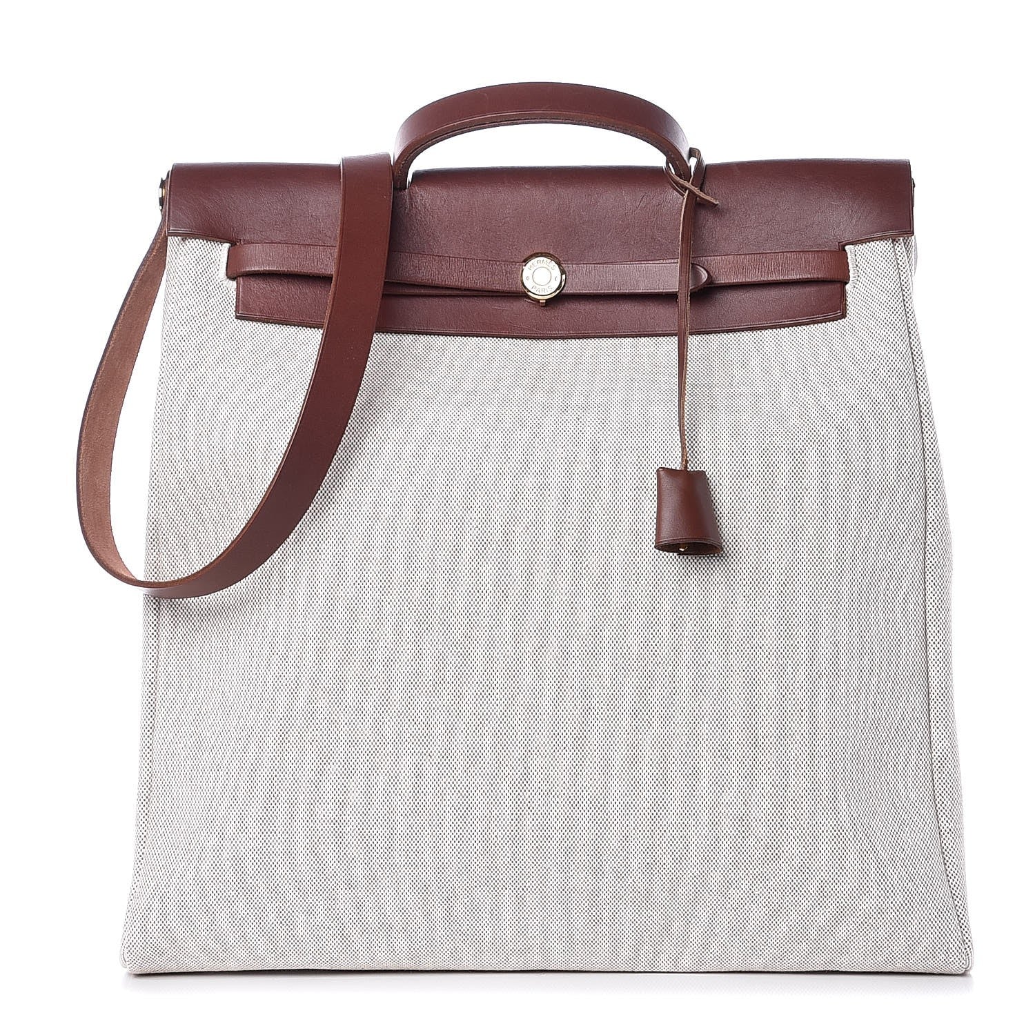 Hermes Toile Calfskin Herbag 39 GM Natural 1 of 8