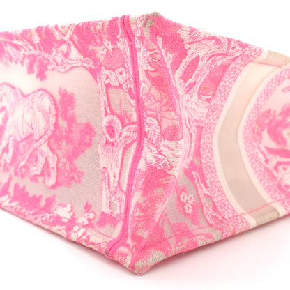 Christian Dior Transparent Canvas Embroidered Small Toile De Jouy Reverse Book Tote Fluorescent Pink 10 of 17