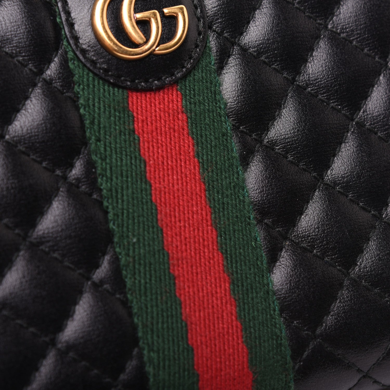 Gucci Calfskin Web Trapuntata GG Zip Around Wallet Black 13 of 14