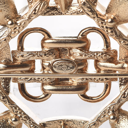 Chanel Metal Resin Gripoix Pearl CC Brooch Multicolor Light Gold 4 of 5