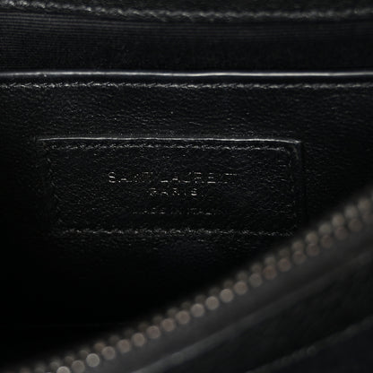 Saint Laurent Sheepskin Matelasse Chevron Monogram Medium College Bag Black 6 of 9