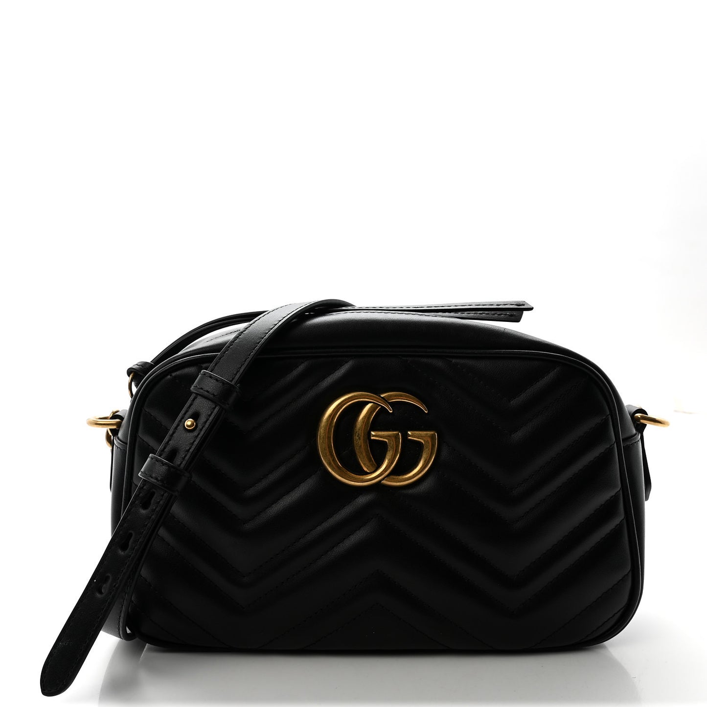 Calfskin Matelasse Small GG Marmont Chain Shoulder Bag Black