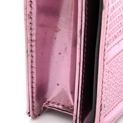 Christian Dior Metallic Patent Micro-Cannage Diorama Wallet on Chain Pouch Pink 14 of 20