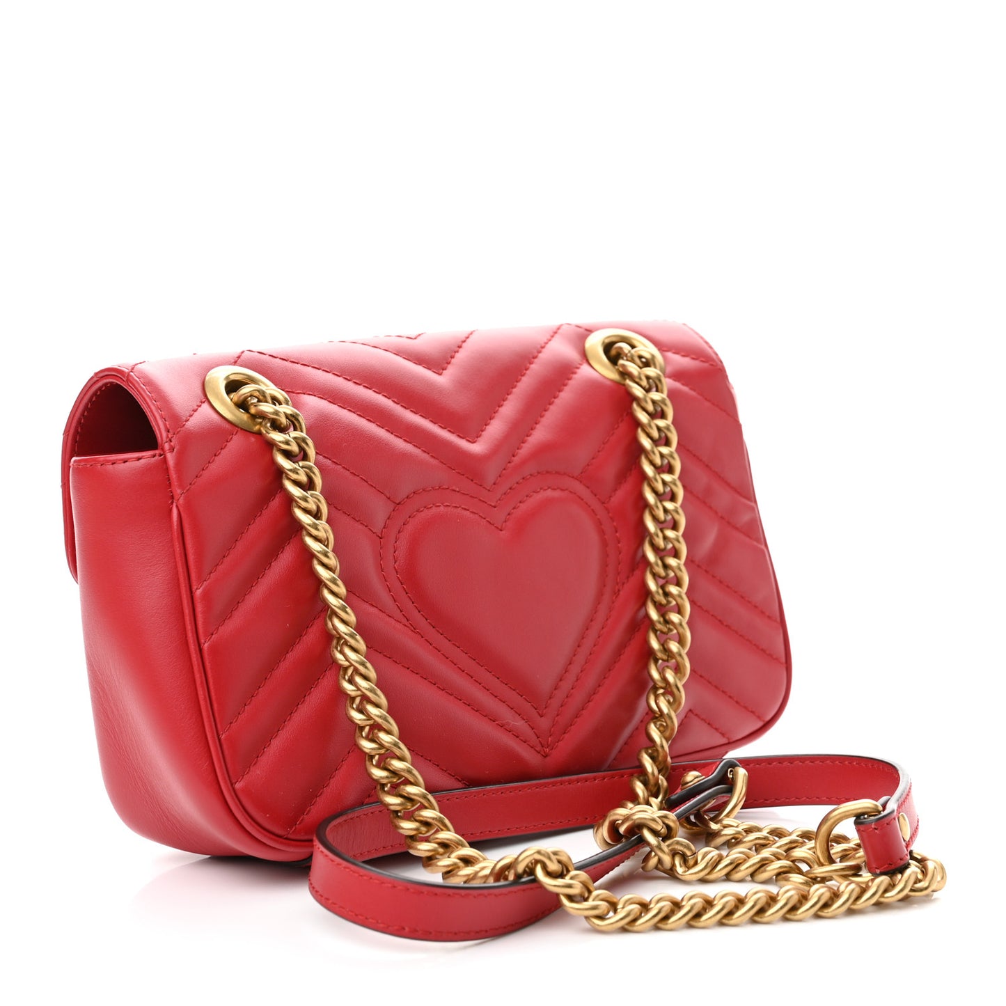 Calfskin Matelasse Mini GG Marmont Shoulder Bag Hibiscus Red