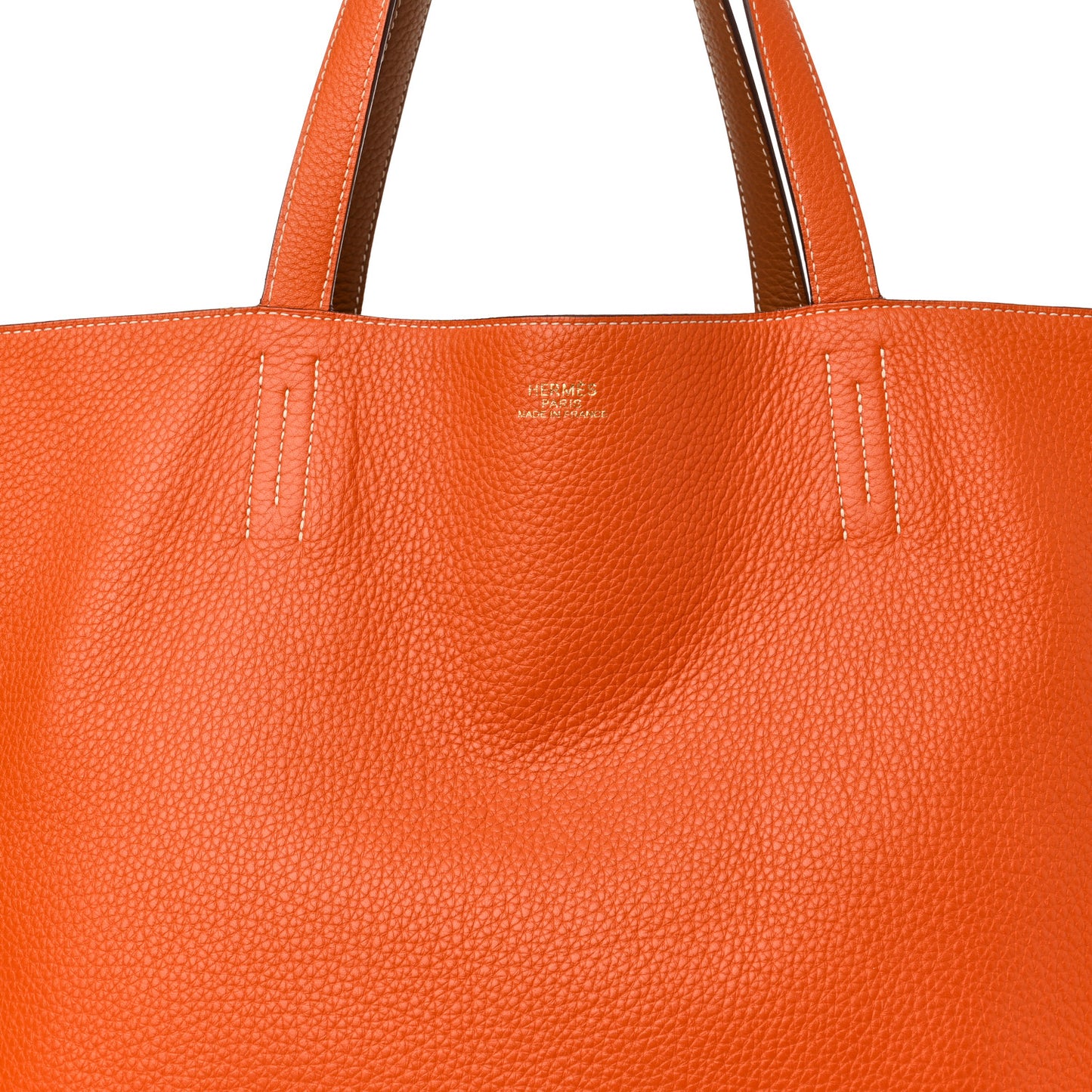Taurillon Clemence Double Sens 45 Reversible Tote Orange Gold
