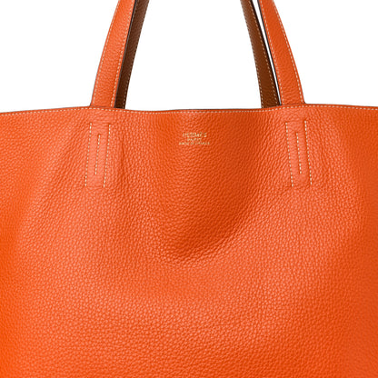 Hermes Taurillon Clemence Double Sens 45 Reversible Tote Orange Gold 11 of 17