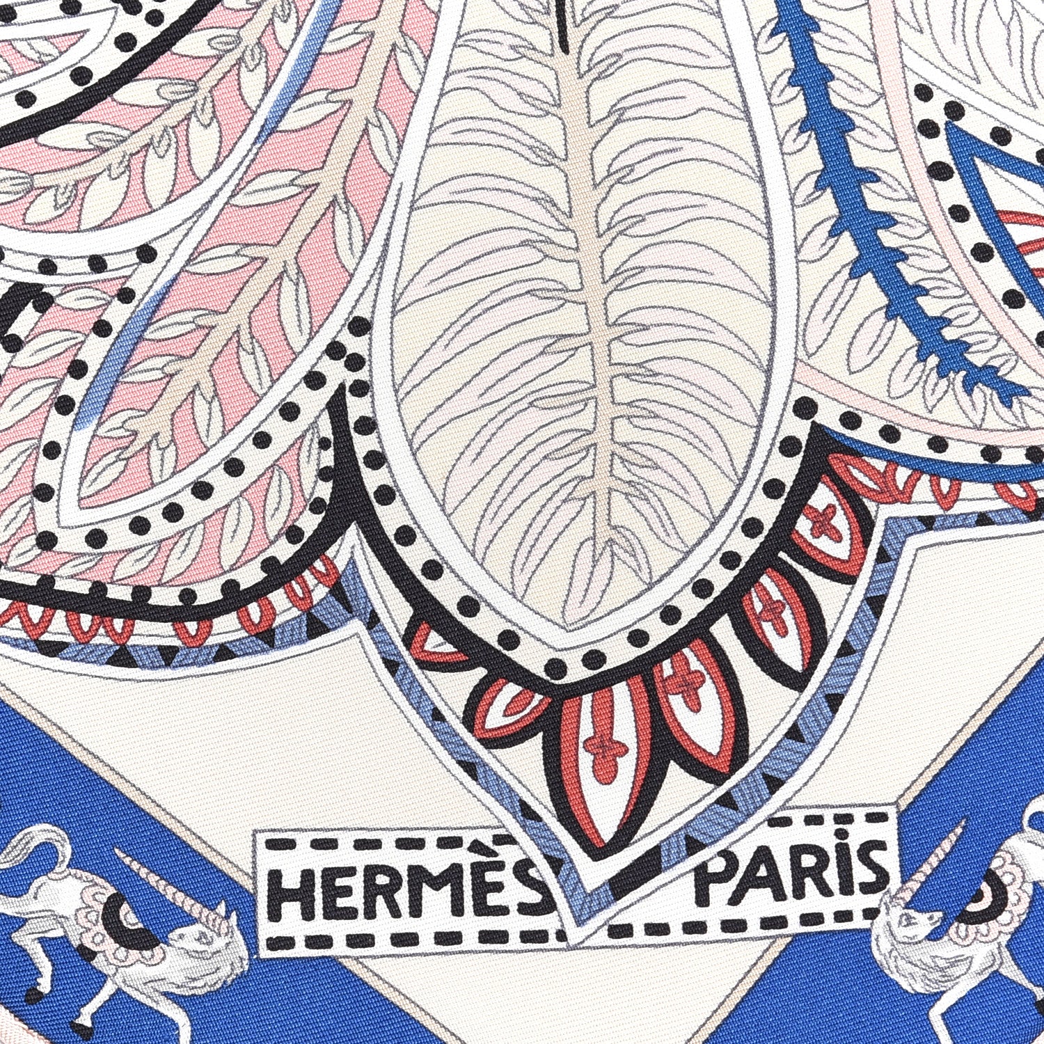 Hermes Silk Le Jardin De La Maharani Scarf 90 Ivory Bleu Bois De Rose 2 of 4
