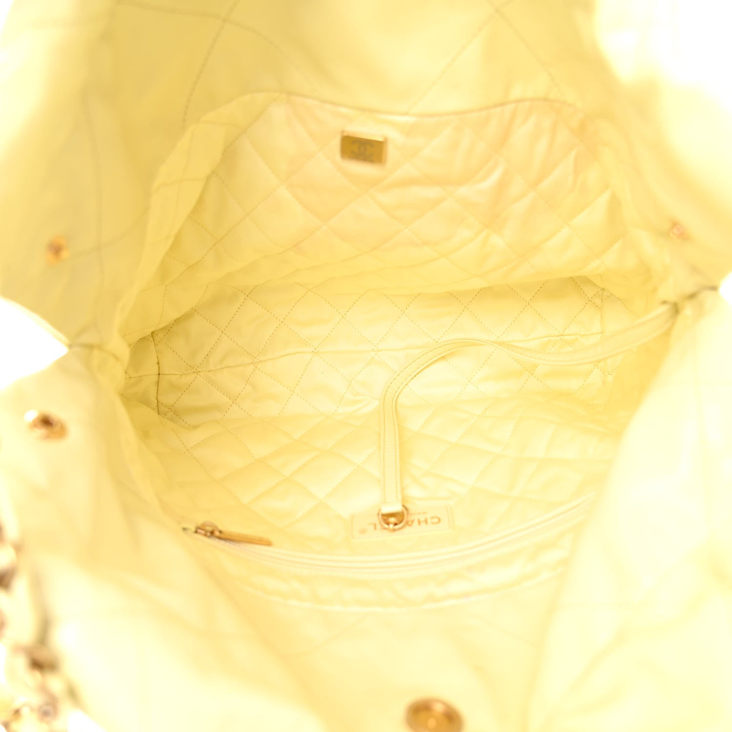Chanel Shiny Calfskin Quilted Small Chanel 22 Light Yellow 6 of 11