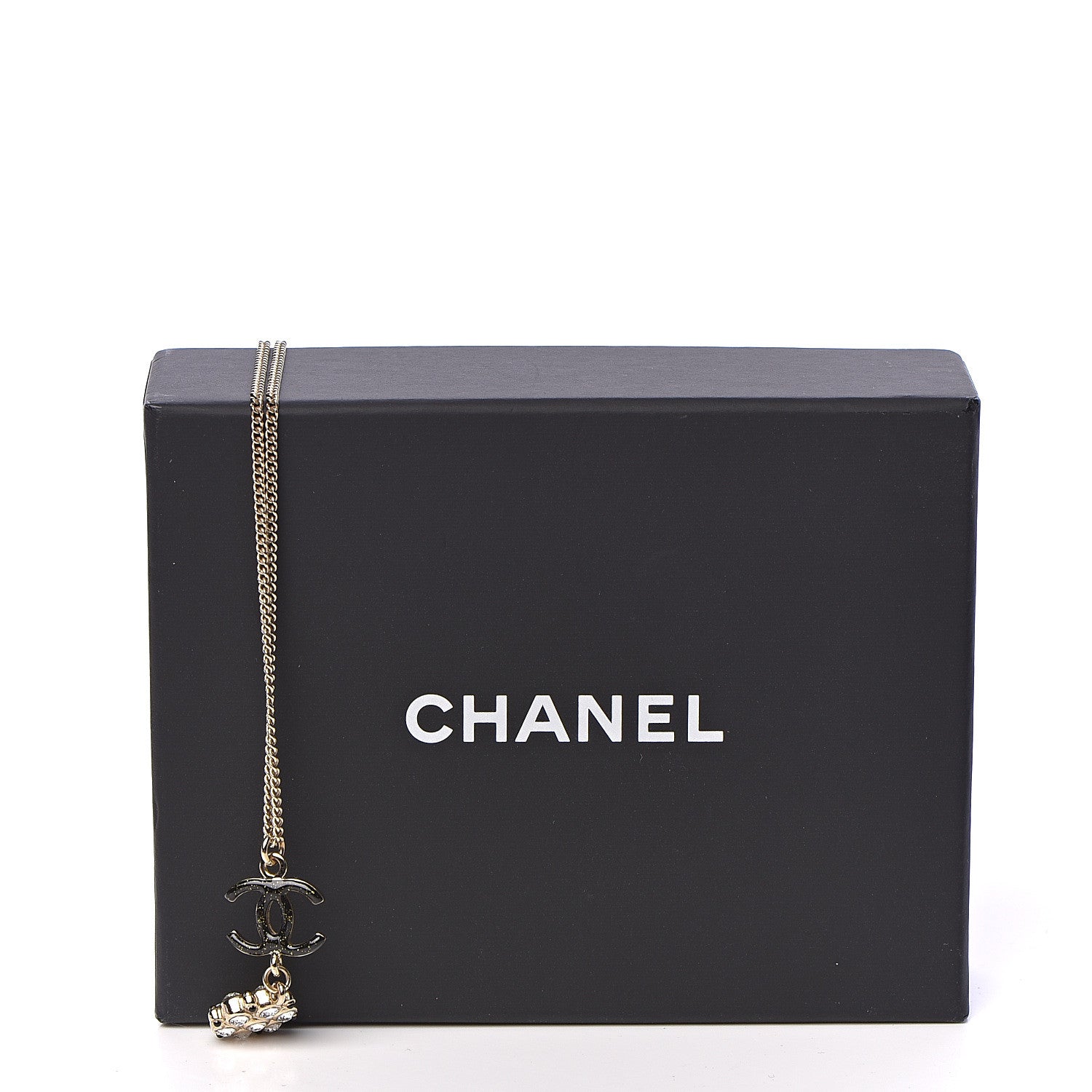 Chanel Crystal Resin CC Drop Pendant Necklace Gold 6 of 6