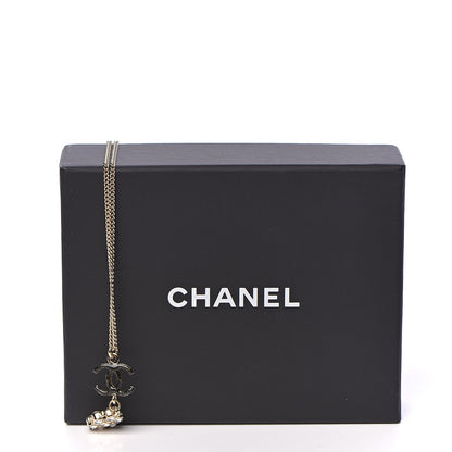 Chanel Crystal Resin CC Drop Pendant Necklace Gold 6 of 6