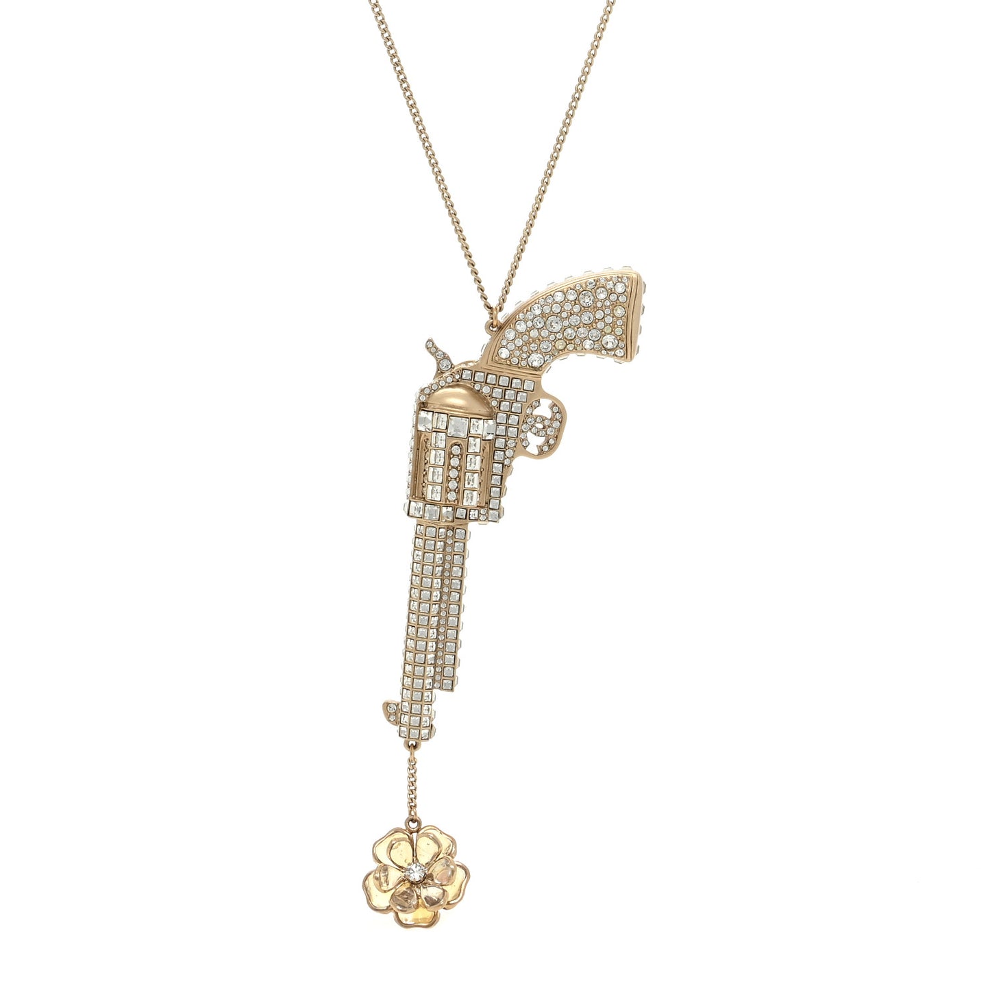 Crystal CC Dallas Gun Flower Drop Necklace