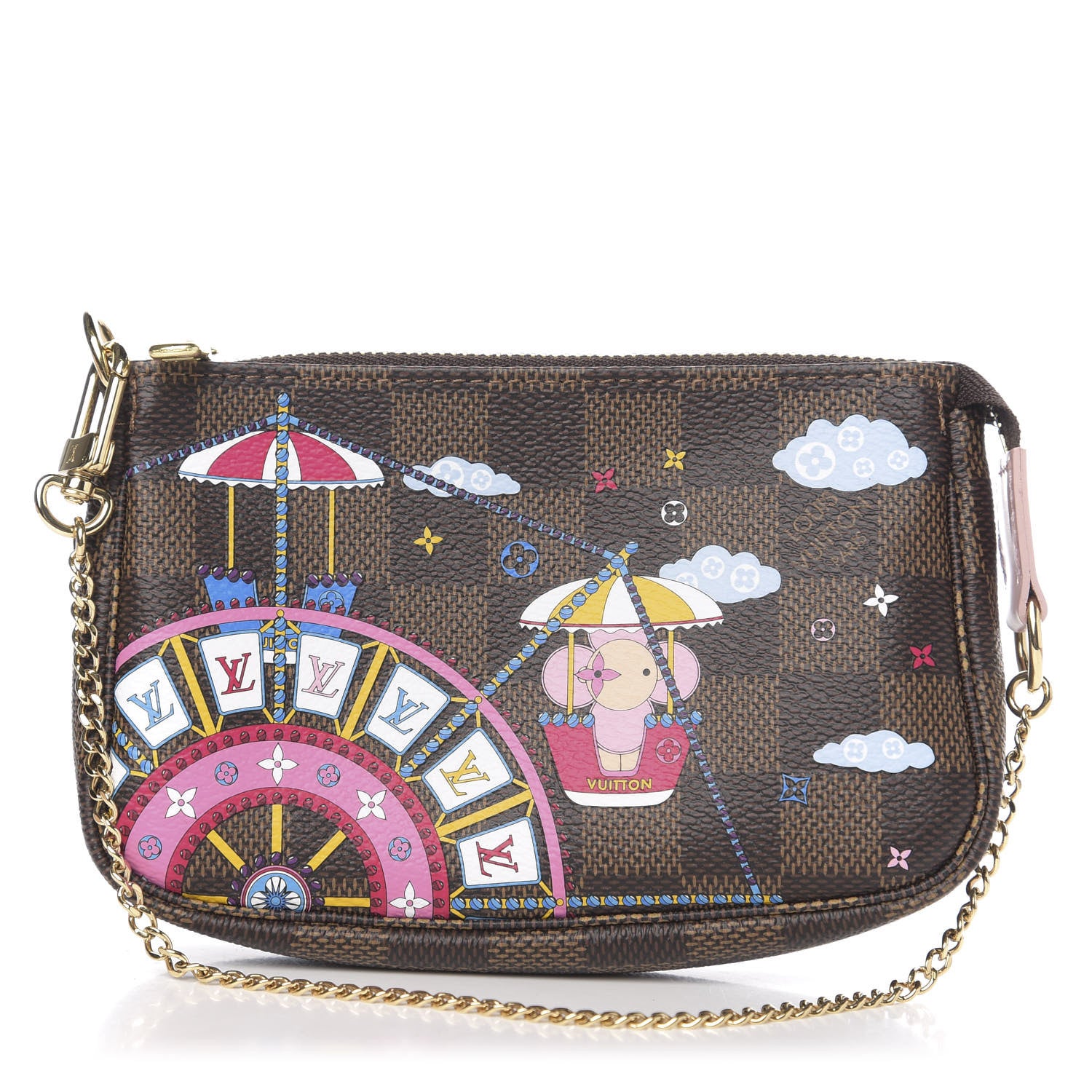 Louis Vuitton Damier Ebene 2020 Christmas Animation Big Wheel Mini Pochette Accessories Rose Ballerine 1 of 7