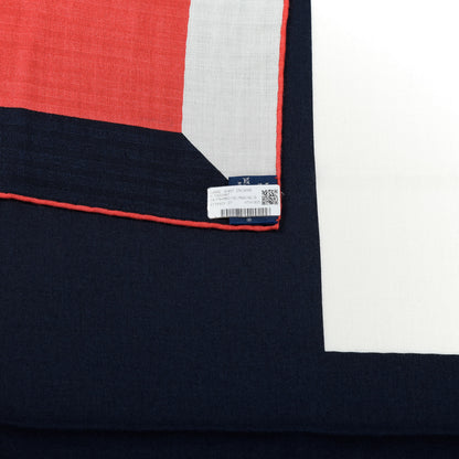 Hermes Cashmere Silk Encadre H Passant Giant Scarf 140 Framboise Marine White 4 of 5