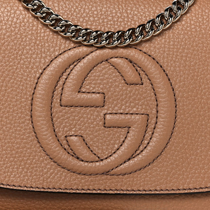 Gucci Pebbled Calfskin Medium Soho Flap Crossbody Camelia 9 of 11