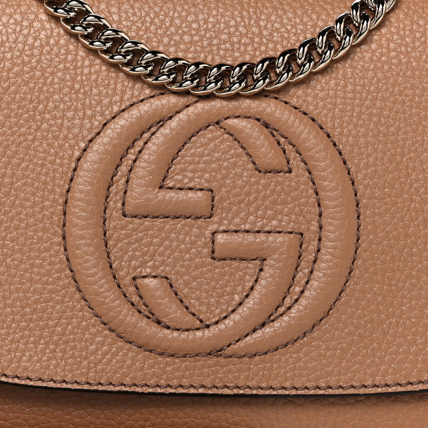 Pebbled Calfskin Medium Soho Flap Crossbody Camelia