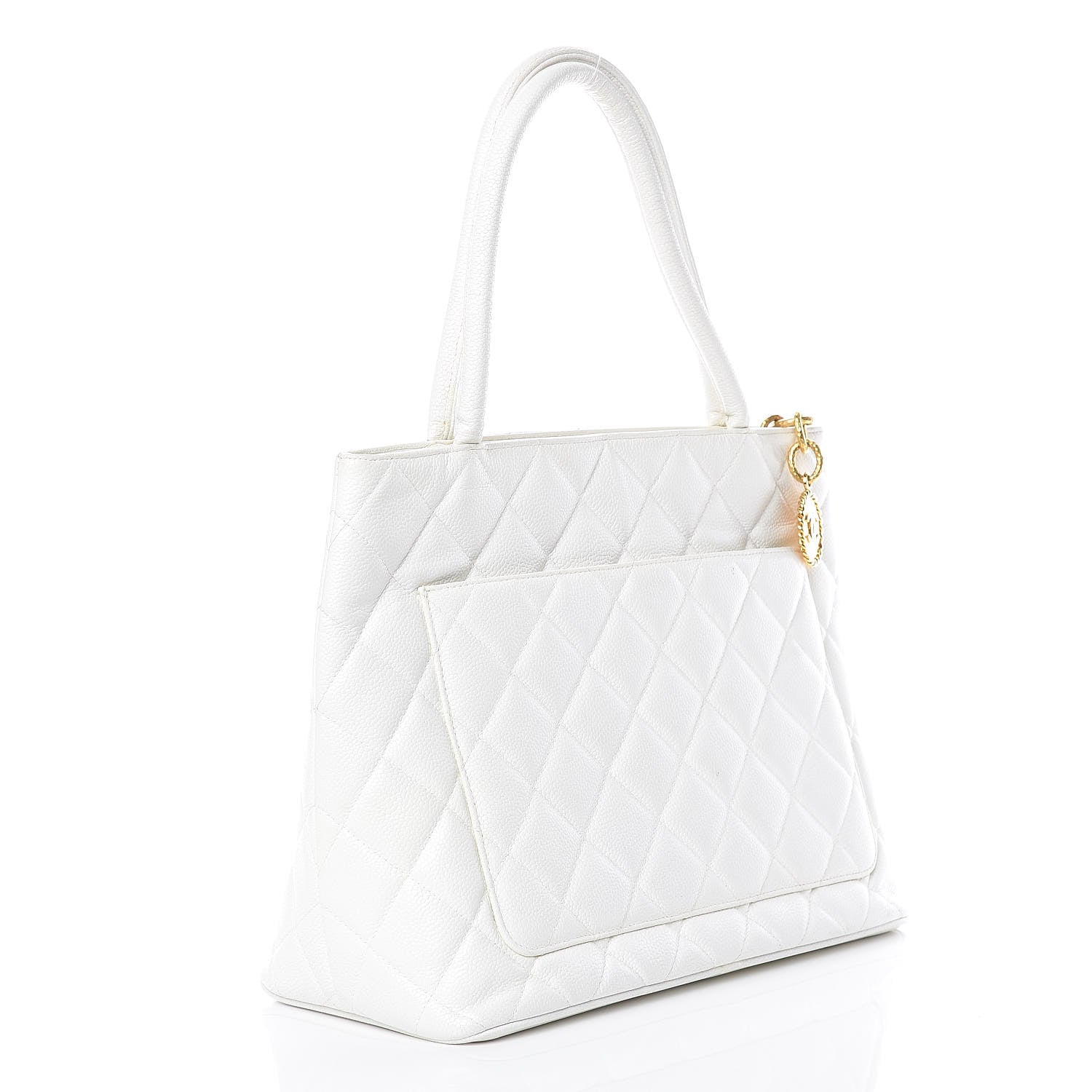 Chanel Caviar Quilted Medallion Tote White 3 of 19