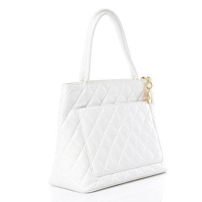 Chanel Caviar Quilted Medallion Tote White 3 of 19