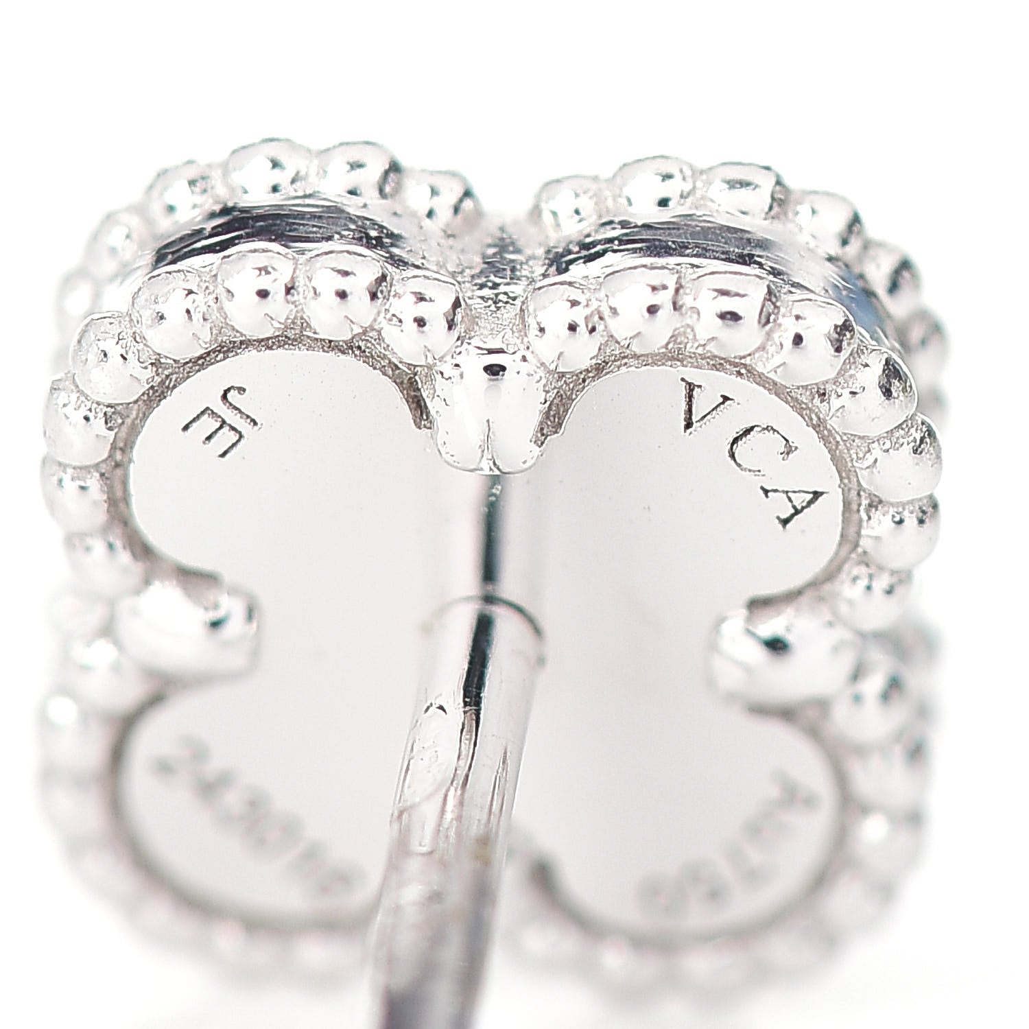 Van Cleef & Arpels 18K White Gold Mother of Pearl Sweet Alhambra Earrings 4 of 6