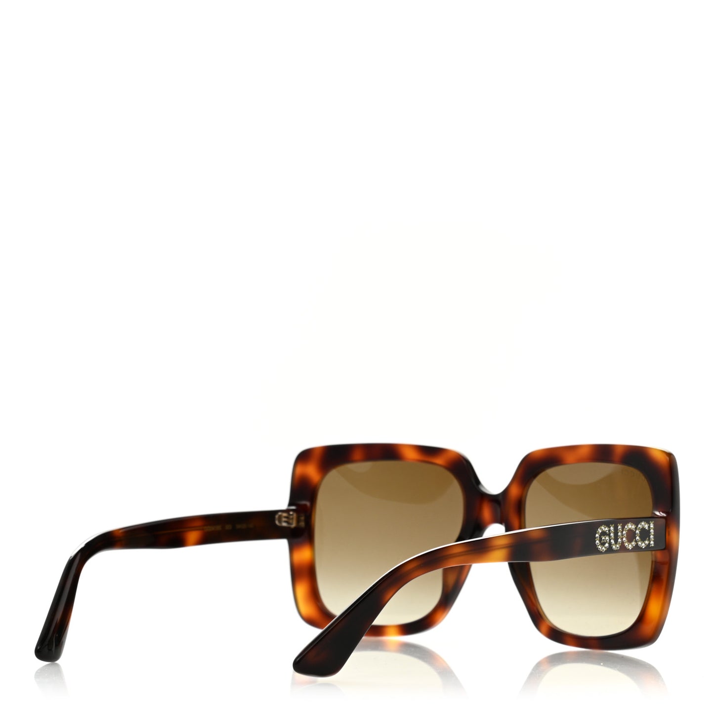Acetate Square Frame Crystal Sunglasses GG 0418S Tortoiseshell