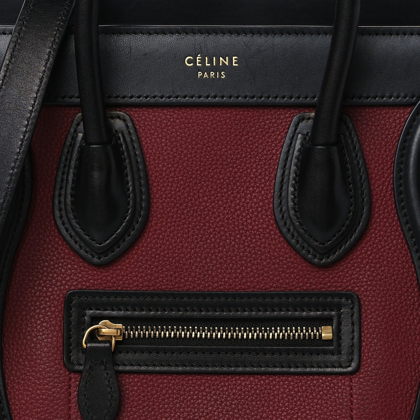 Drummed Calfskin Nubuck Nano Tri-Color Luggage Burgundy