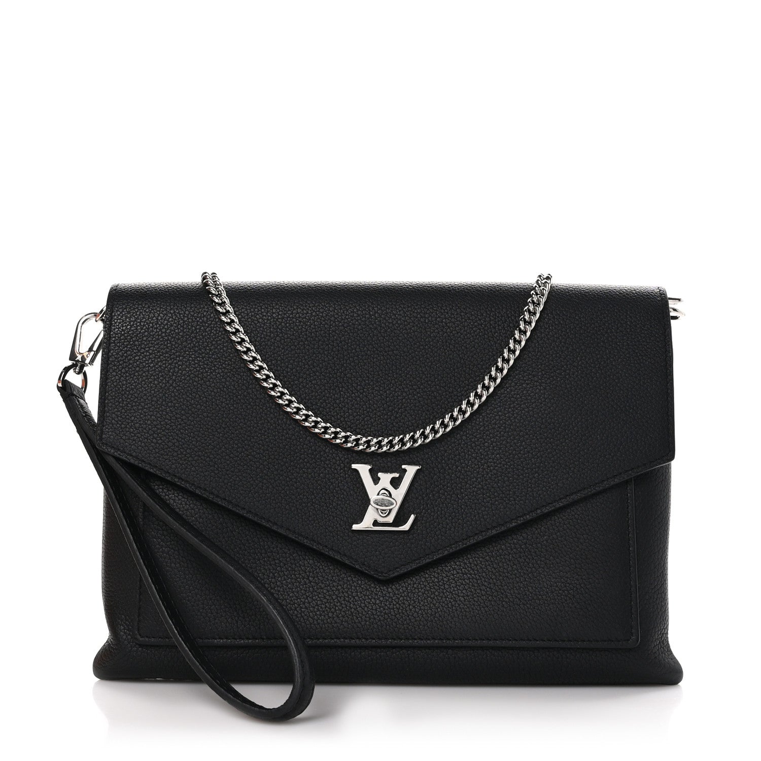 Louis Vuitton LOUIS VUITTON Soft Calfskin My Lockme Chain Pochette Black 1 of 10