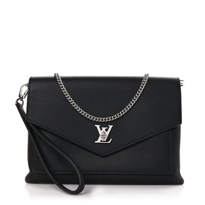 Louis Vuitton LOUIS VUITTON Soft Calfskin My Lockme Chain Pochette Black 1 of 10