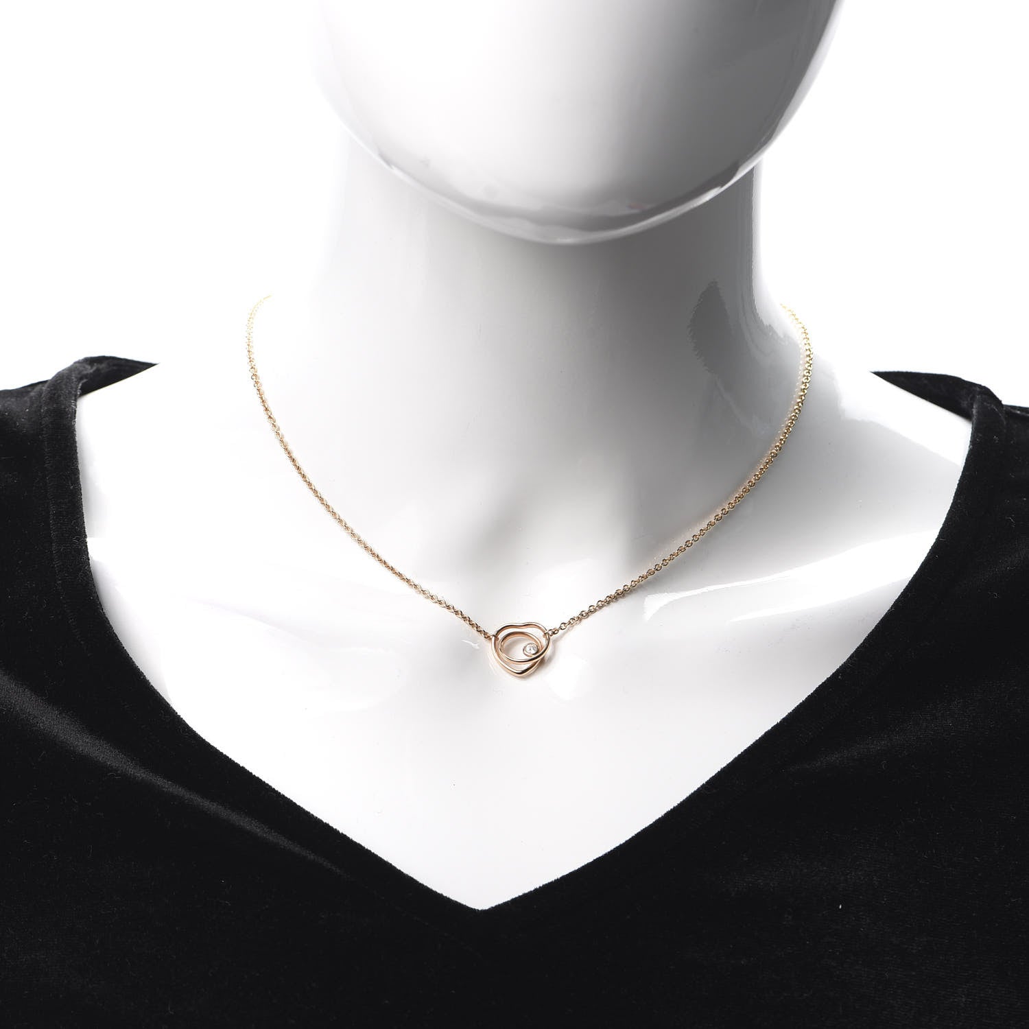 Hermes 18K Rose Gold Diamond TPM Vertige Coeur Necklace ST 2 of 7