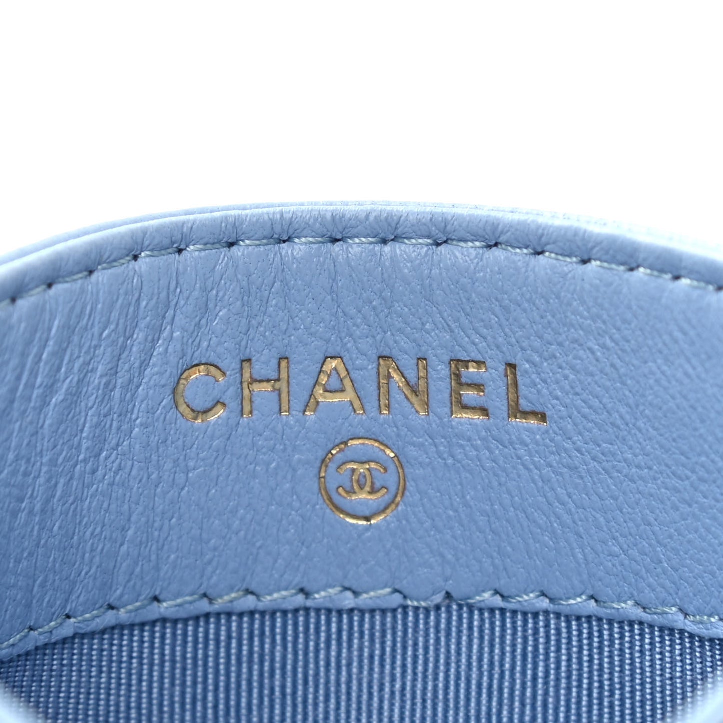 Lambskin Quilted Card Holder Light Blue