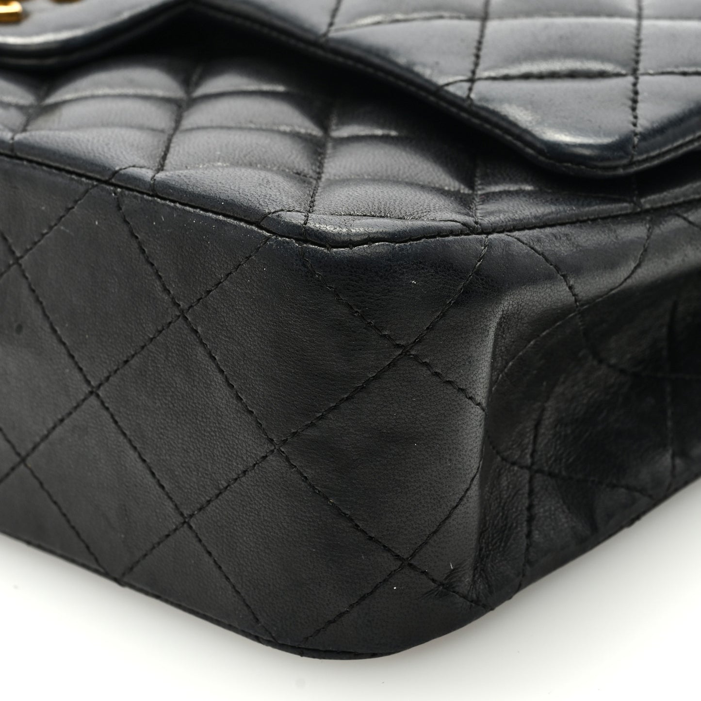 Lambskin Quilted Medium Double Flap Black