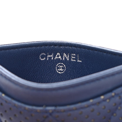 Chanel Perforated Lambskin Quilted Card Holder Blue 6 of 10