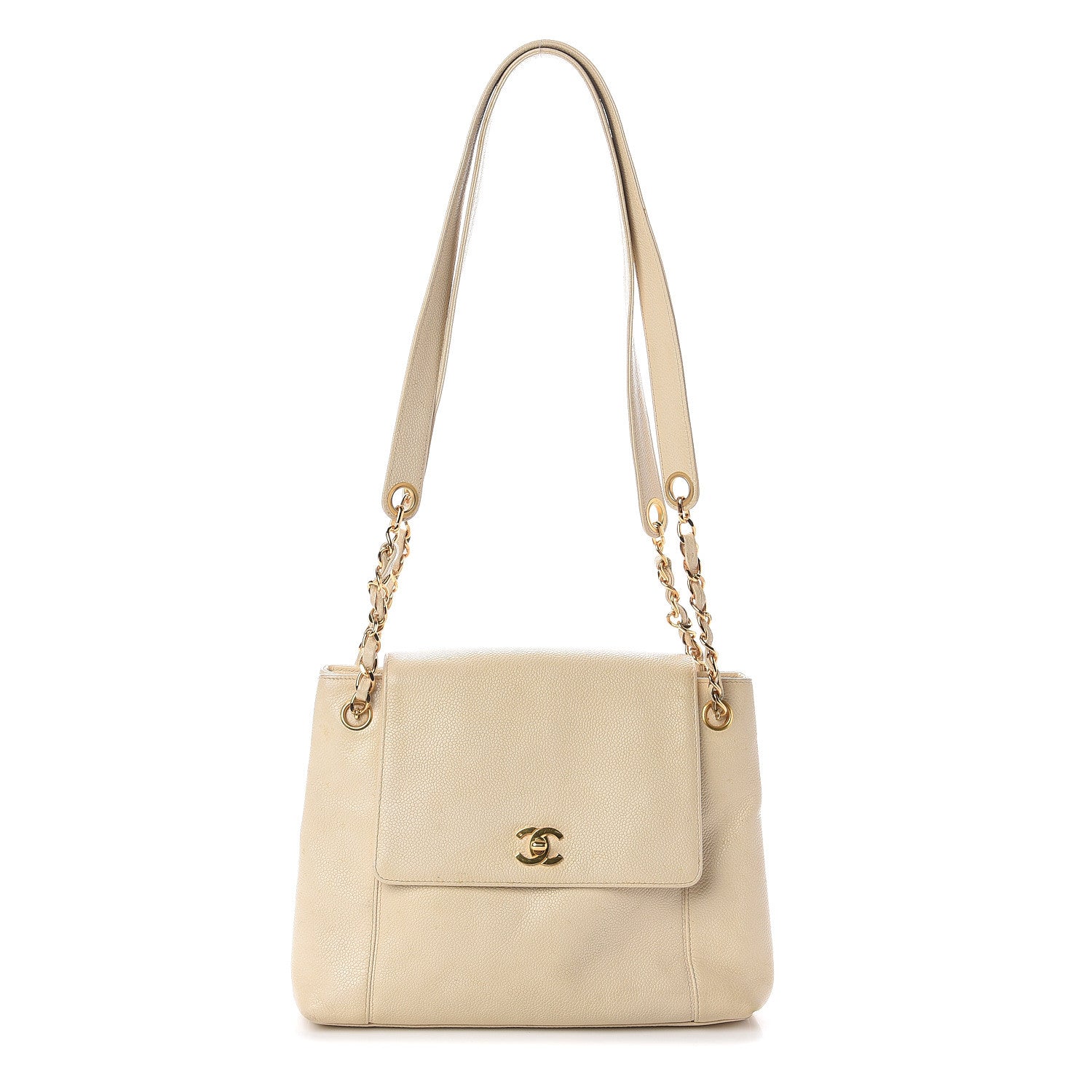 Chanel Caviar Flap Shoulder Bag Light Beige 1 of 9