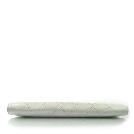Quilted Lambskin 3 Way Clutch Bag White