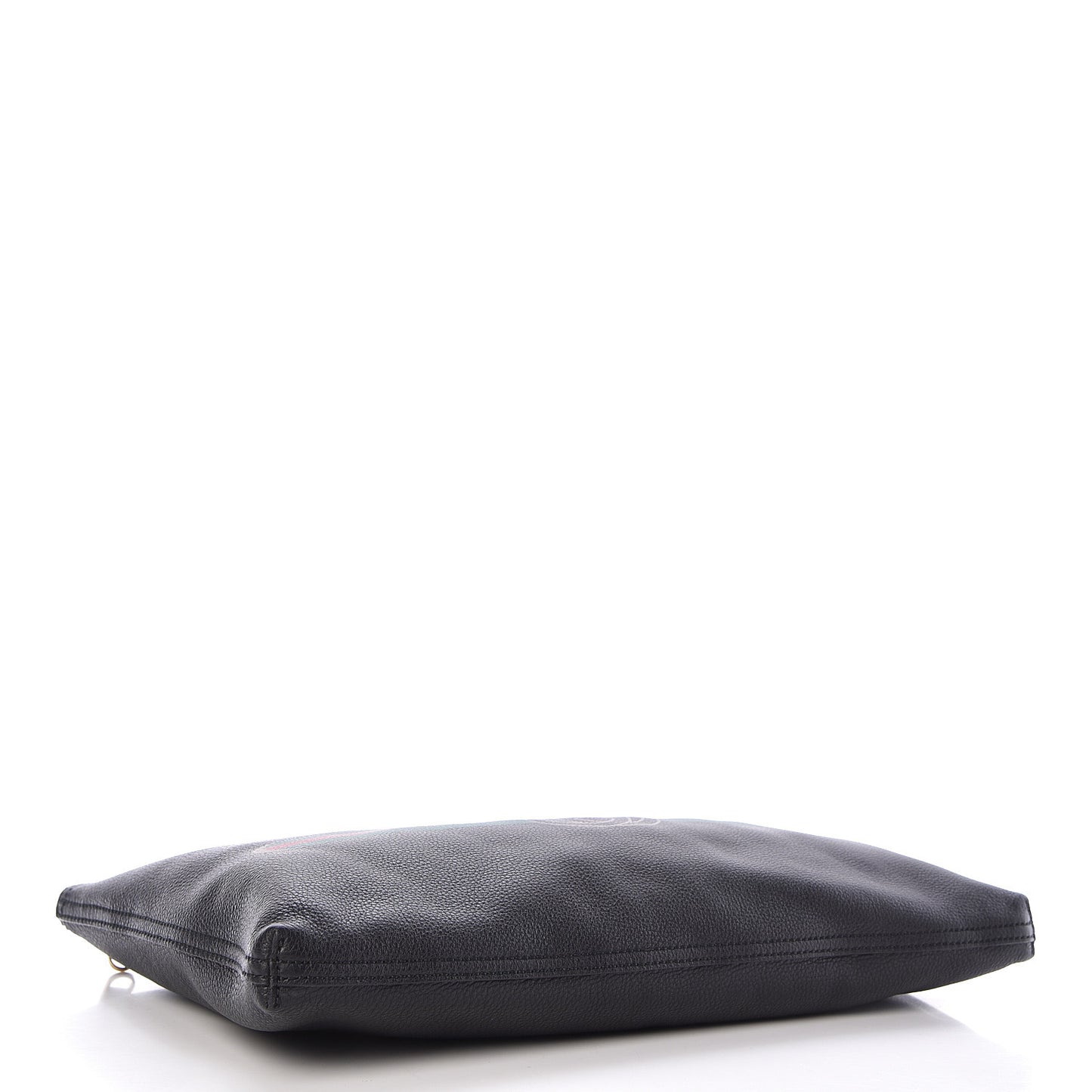 Pebbled Calfskin Large Logo Portfolio Clutch Black