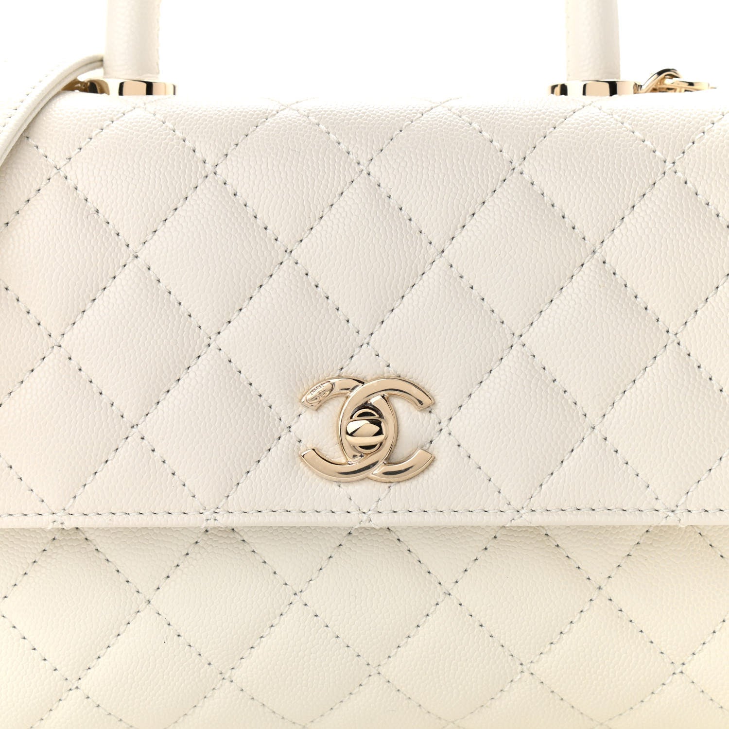 Chanel Caviar Quilted Mini Coco Handle Flap White 10 of 11