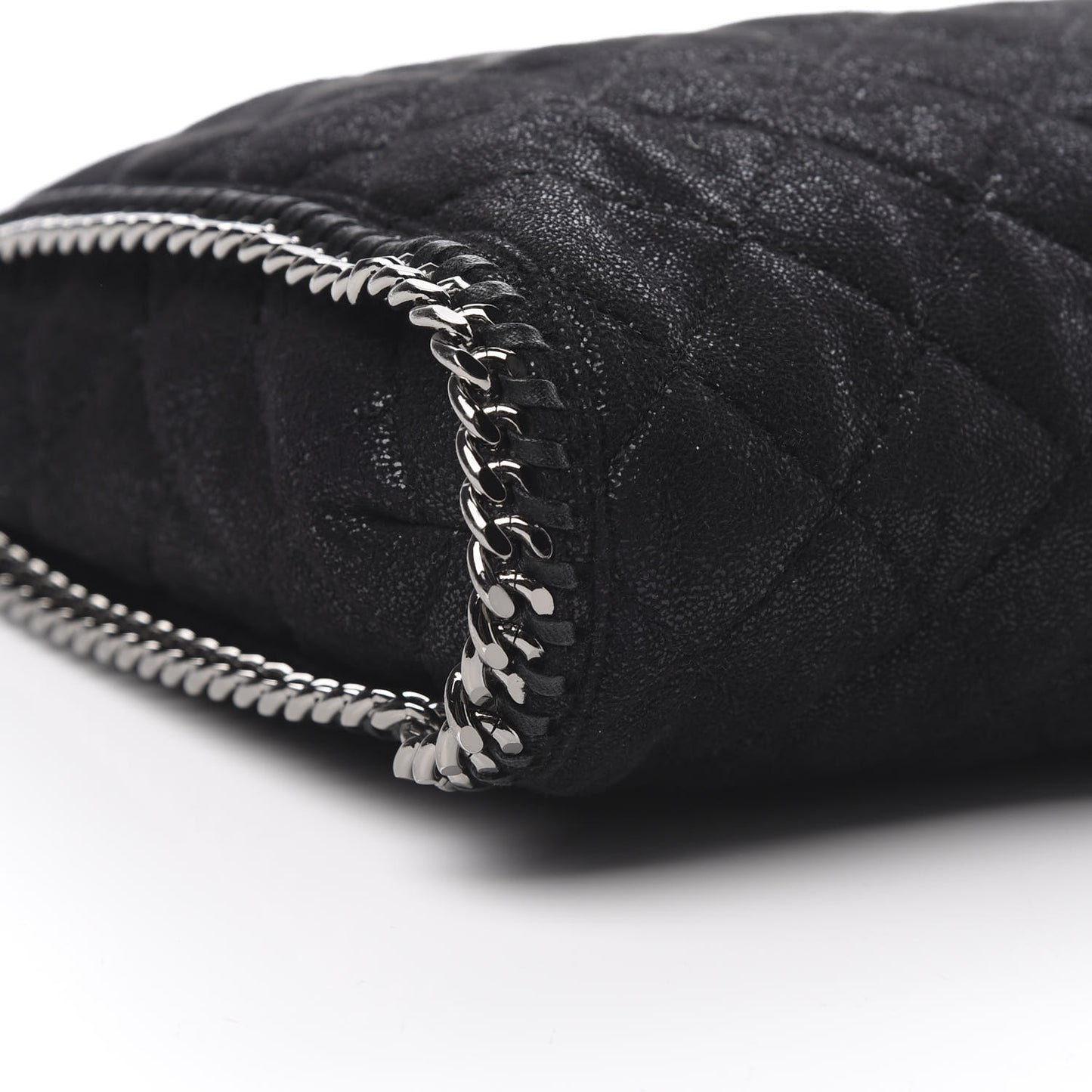 Metallic Shaggy Deer Quilted Small Falabella Tote Black