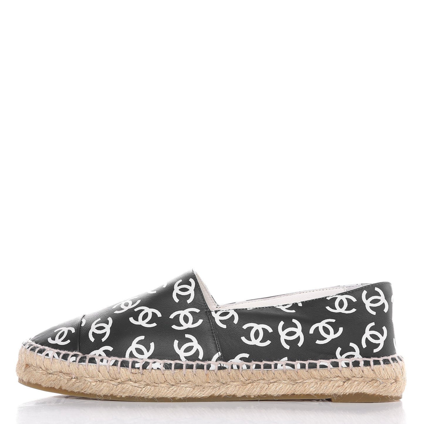 Lambskin Printed CC Espadrilles 38 Black White
