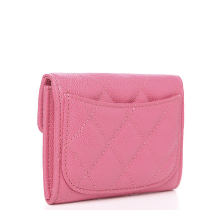 Chanel Iridescent Caviar Quilted Flap Card Holder Wallet Pink 2 of 7