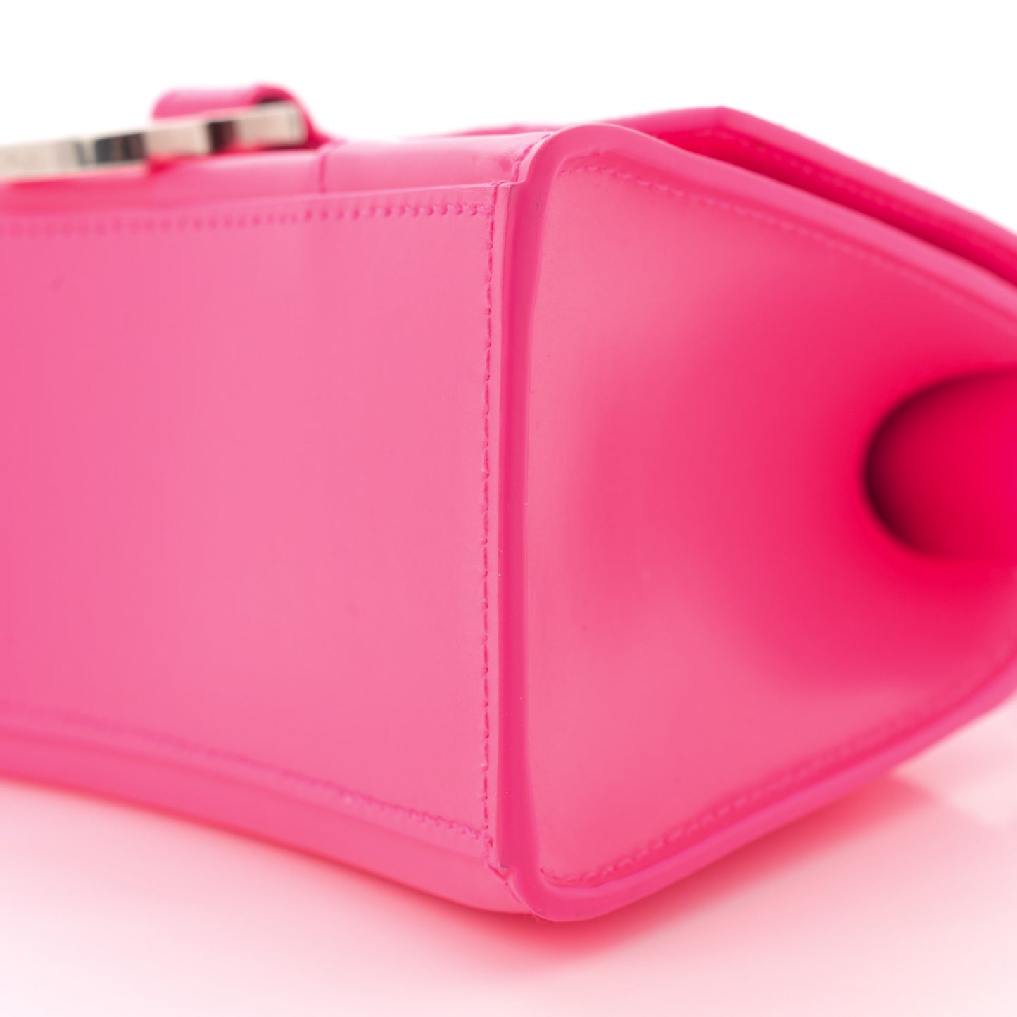 Shiny Box Calfskin Hourglass Top Handle Bag XS Hot Pink