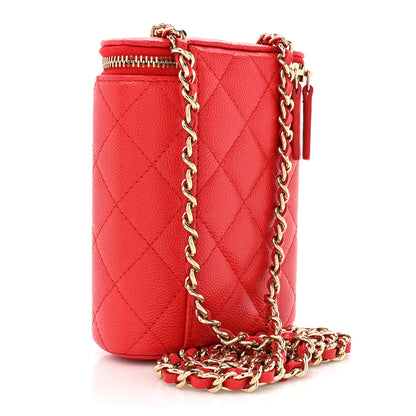 Chanel Caviar Quilted Small Vertical Coco Beauty Vanity Case With Chain Red 3 of 11