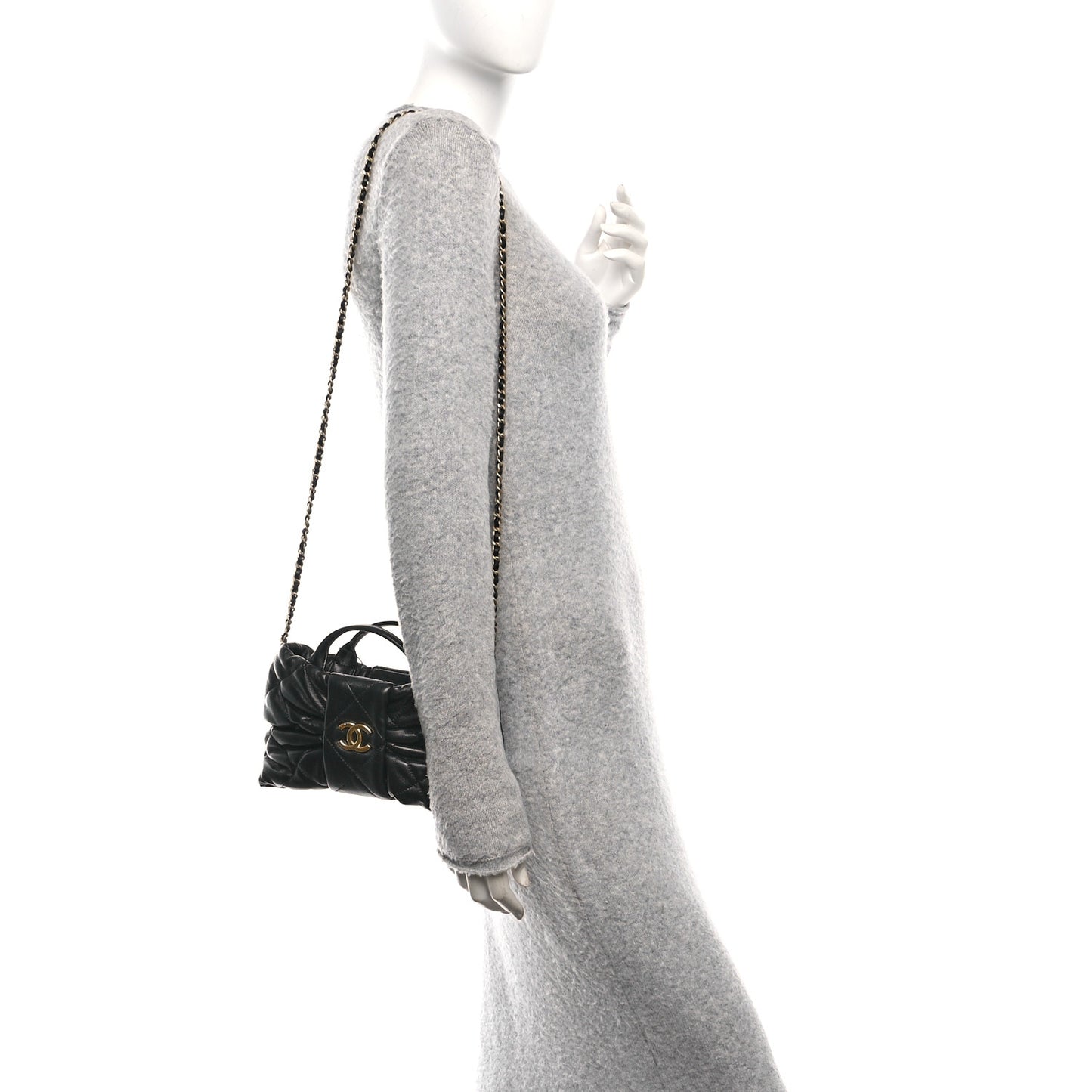 Lambskin Quilted Mini Bow Bag Black