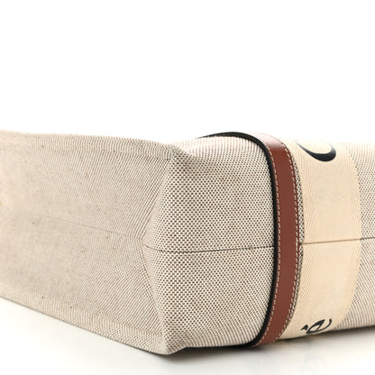 Chloe Cotton Calfskin Medium Woody Ribbon Tote White Brown 9 of 10