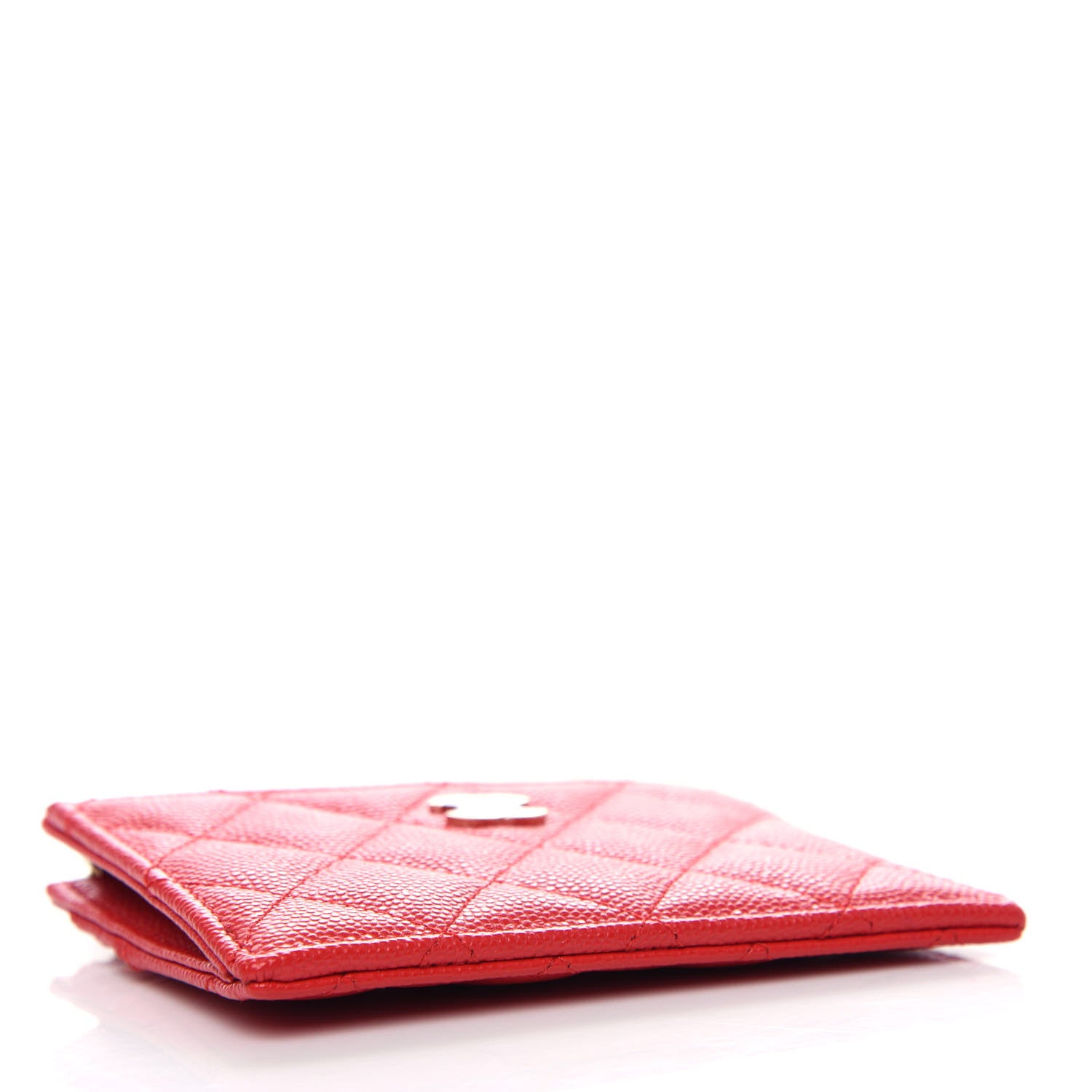 Chanel Caviar Quilted CC Zip Card Holder Red 4 of 8