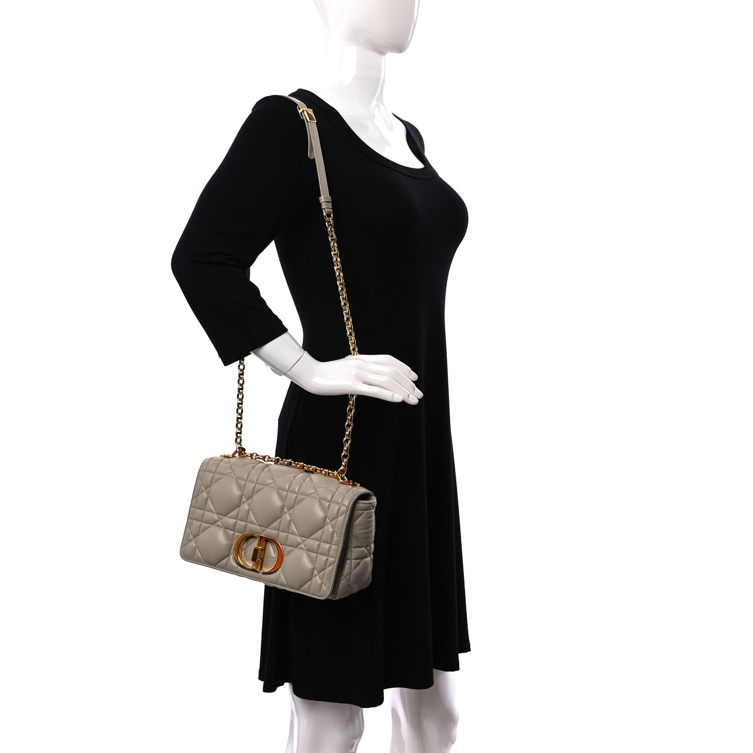 Christian Dior Calfskin Macrocannage Medium Caro Bag Sand 2 of 8