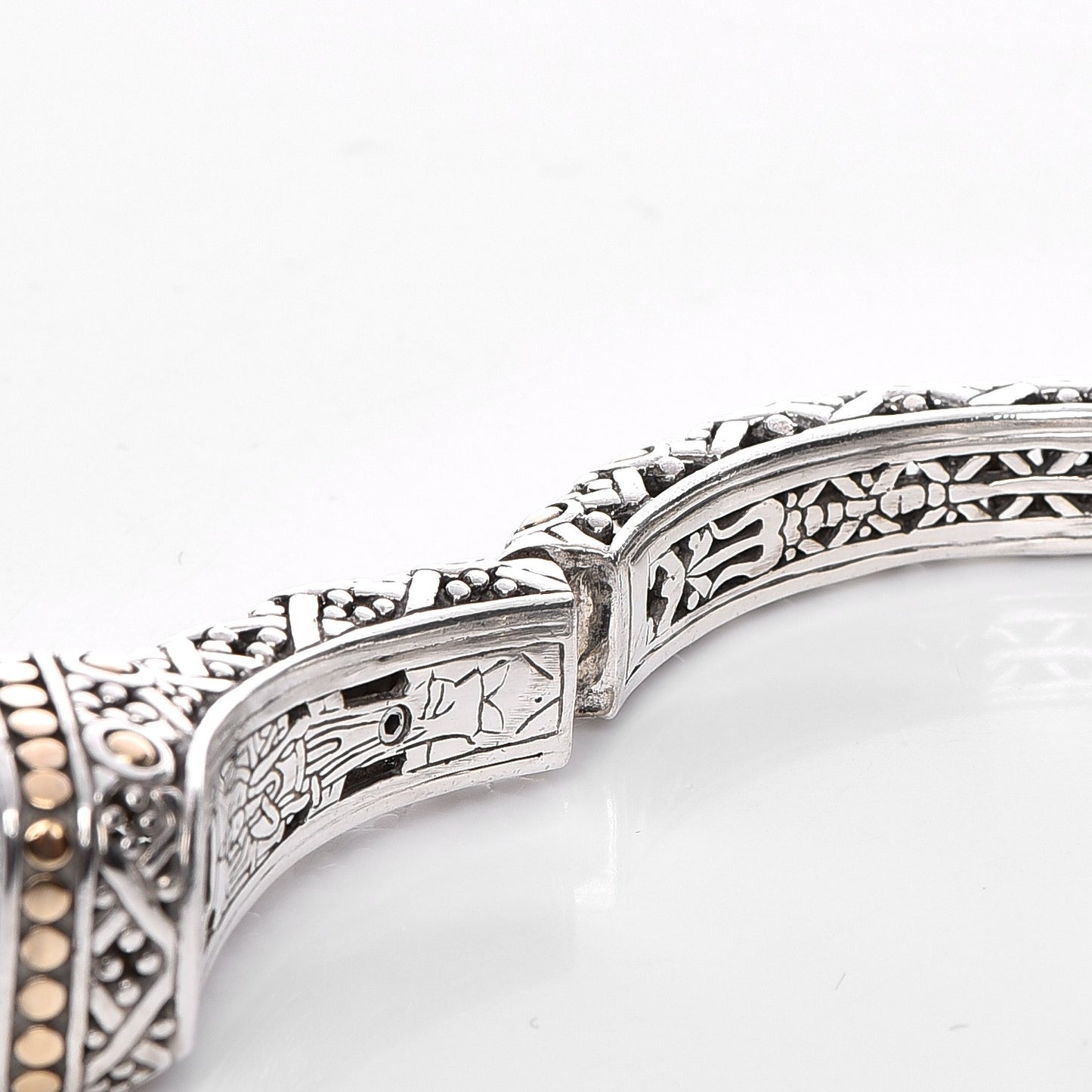 Sterling Silver 18K Yellow Gold Diamond Smoky Quartz Jaisalmer Cuff Bracelet