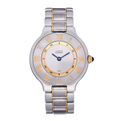 Cartier Stainless Steel 18K Yellow Gold 28mm Must De 21 Quartz Watch 1 of 5