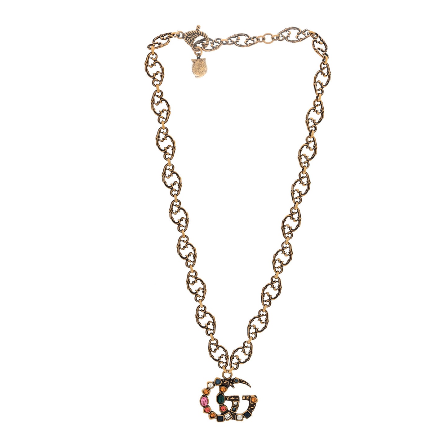 Crystal Marmont Necklace Aged Gold Multicolor