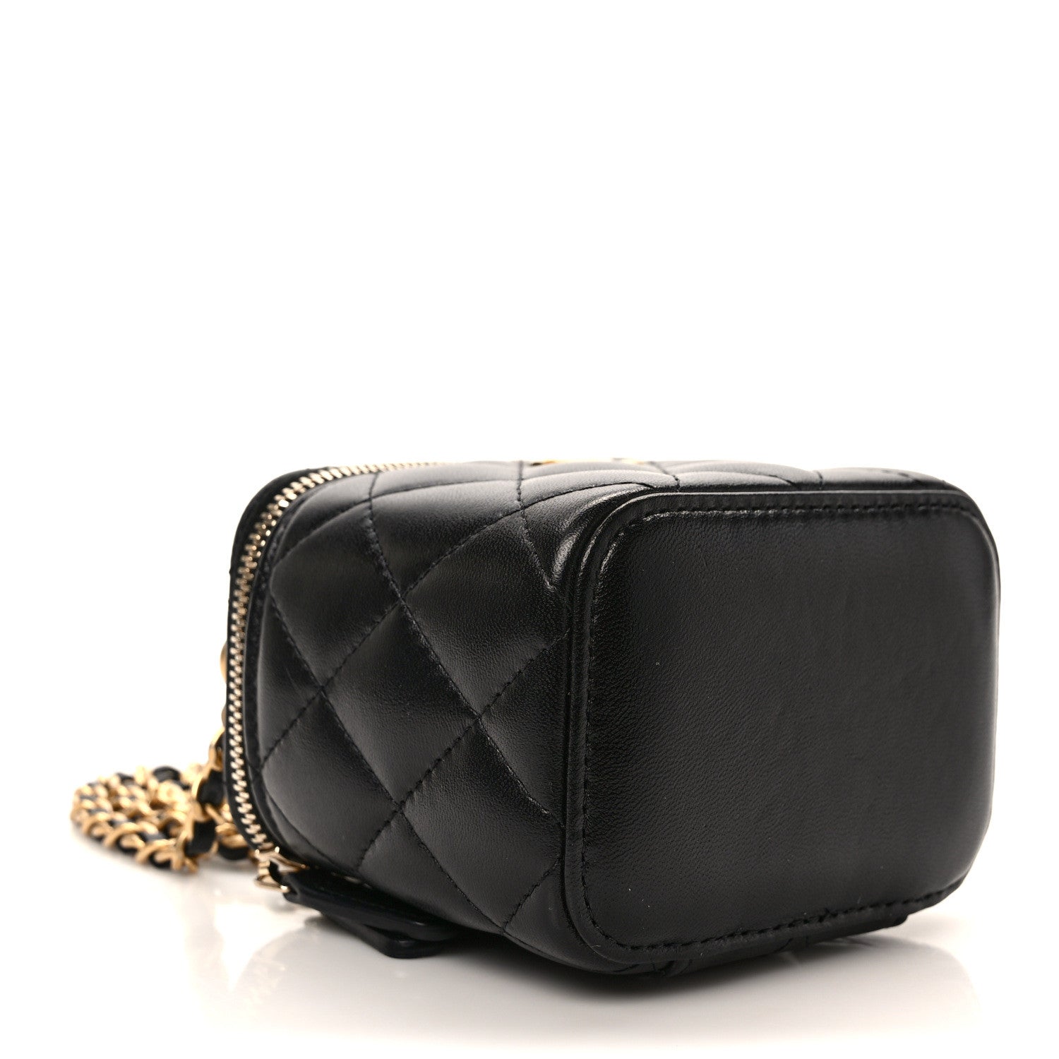 Chanel Lambskin Quilted Top Handle Mini Vanity Case With Chain Black 4 of 9