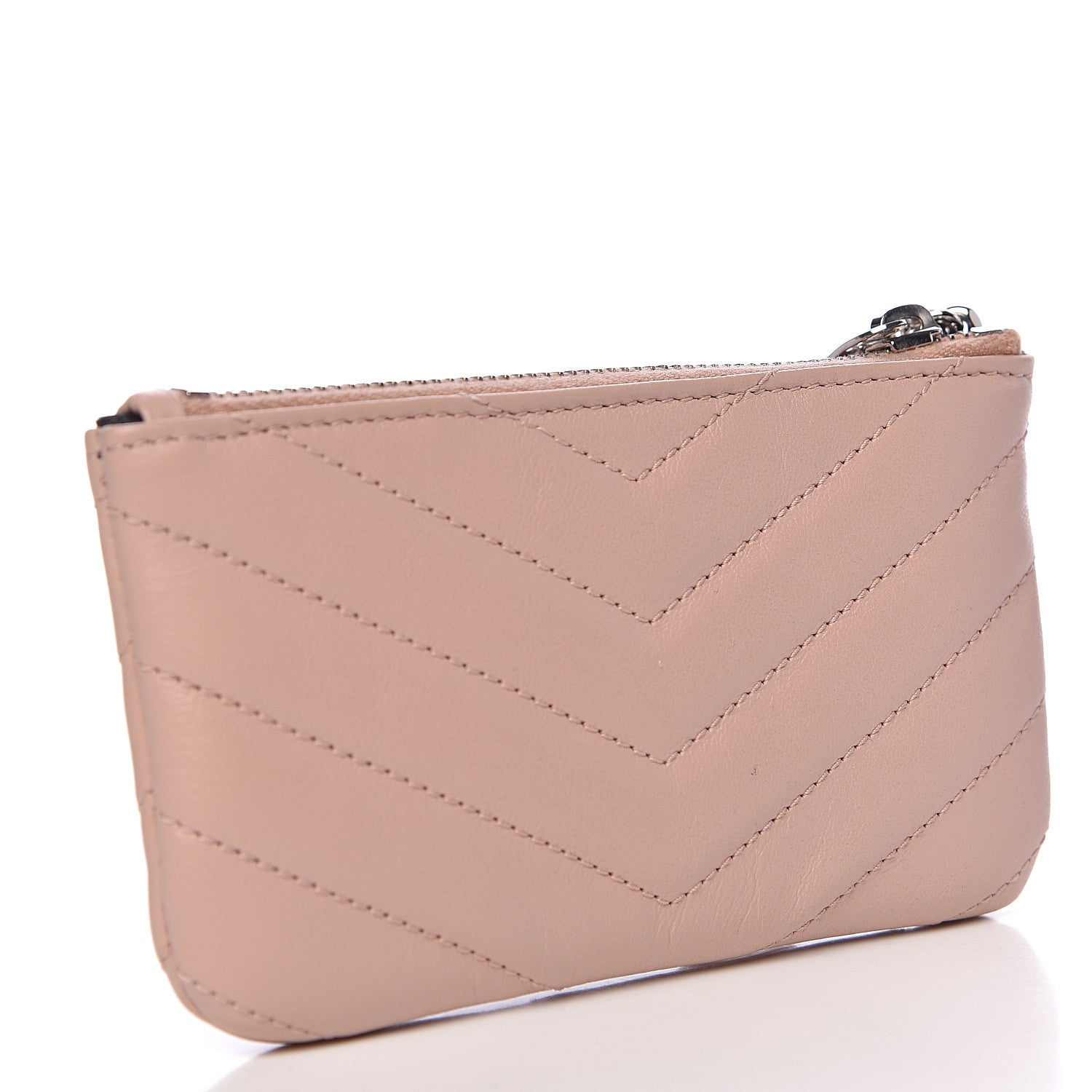 Saint Laurent Calfskin Matelasse Monogram Key Pouch Pale Pink 3 of 8